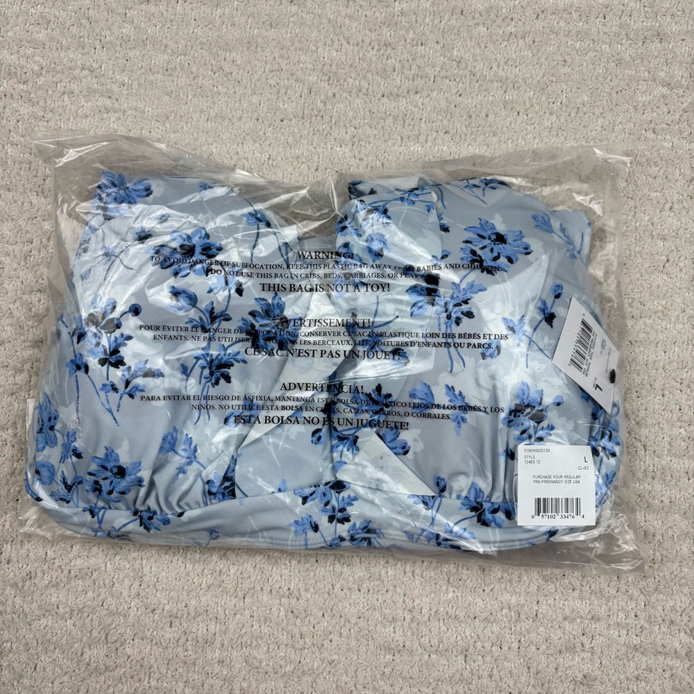 A Pea In The Pod Swimsuit Womens L Blue Floral Maternity Ruffle One Piece Boho - Picture 5 of 7